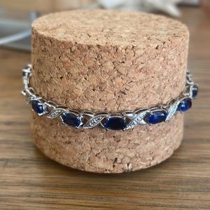 Kay Jewelers Blue Sapphire and Sterling Silver Bracelet
